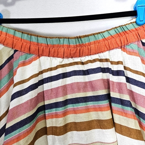 Flint & Moss Women's Cotton-Linen Blend Striped A-Line Skirt Size LP - Picture 3 of 7